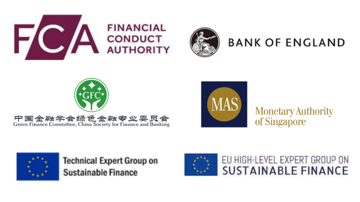 Regulators and regulations we align with include the FCA, Bank of England, the Green Finance Committee at the China Society for Finance and Banking, the Monetary Authority of Singapore, the EU Technical Expert Group on Sustainable Finance and the EU High-Level Expert Group on Sustainable Finance